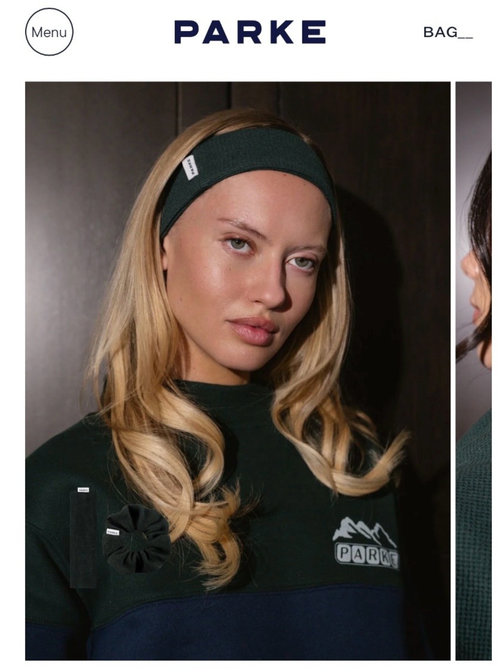 PARKE Forest Green Waffle Hair Set. Headband and scrunchie New in Bag